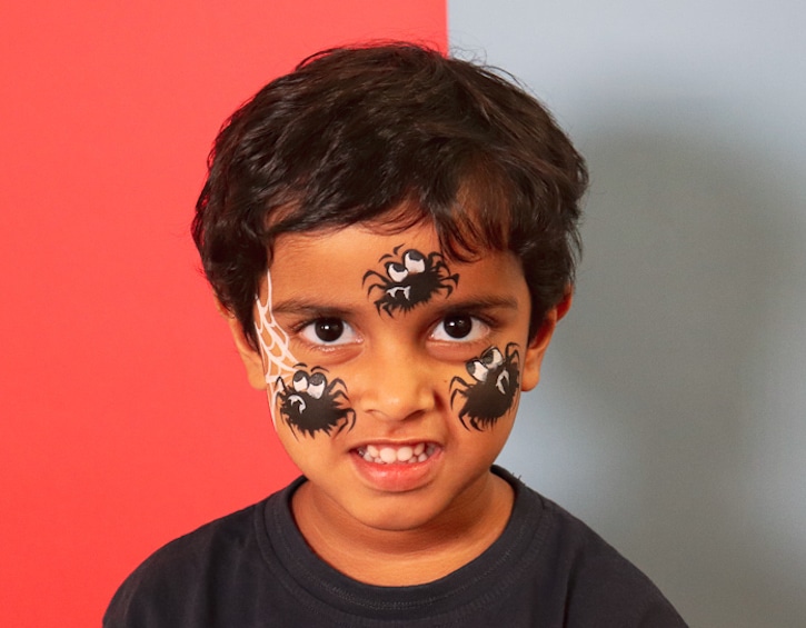 parties play easy halloween face painting spider finished